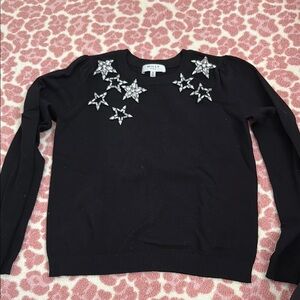 Milly Minis Black Crew Neck Star Top